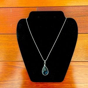 Silver  beautiful necklace. Black onyx alike stone. Elegance and style